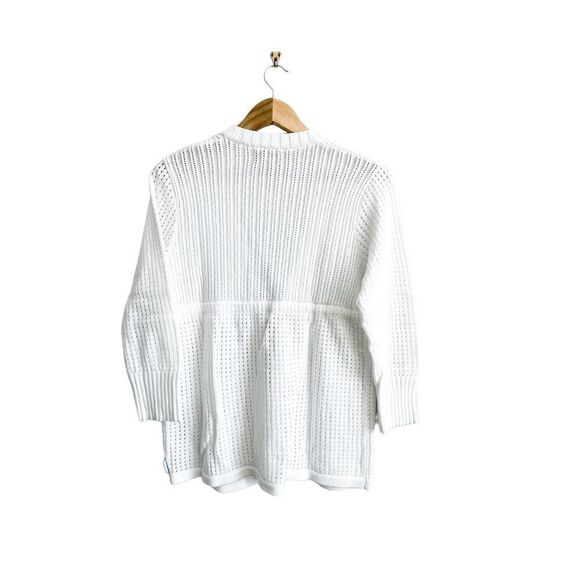 Woolrich Vintage Cardigan White Cotton Waist Tie V-Neck Women's M - Picture 2 of 9